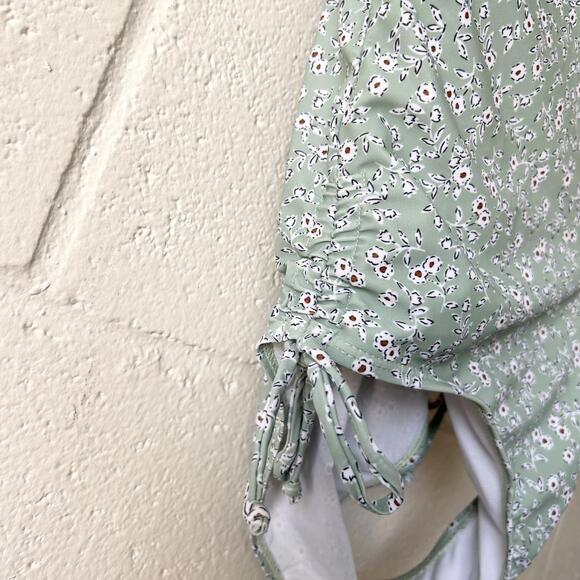 Unbranded Green Floral Open Back One Piece Swimsuit Women's XS - Picture 2 of 5